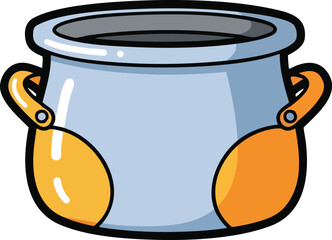 Simple Cartoon Pot With Yellow Base and Silver Body