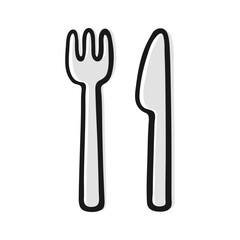Hand Drawn Fork and Knife Icon