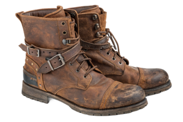Rugged Men's Lace-up Combat Boots with Buckle Straps