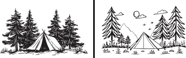 Pine Tree Line Art, Forest Illustration Sketch, Winter Tree Outline, Hand Drawn Pine Art, Minimal Tree Design, Christmas Tree Illustration, Nature Line Drawing, Black and White Forest Vector, Evergree