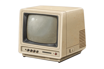 Vintage Retro CRT Monitor Isolated on White Background