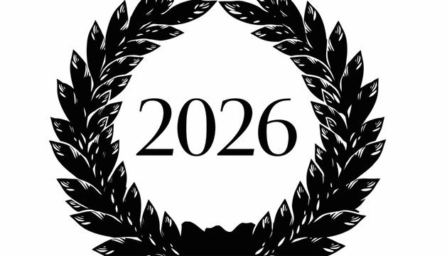 Symbolic laurel wreath commemorating the year 2026, representing achievement, success, and future milestones. A timeless emblem for academic or sporting recognition