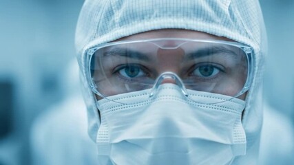 Closeup of a healthcare worker in protective gear, highlighting the dedication and vigilance of medical professionals during the pandemic era