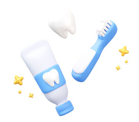 Floating Dental Hygiene Set 3D Icon Oral Care Products