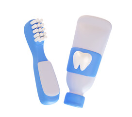 Toothbrush and Toothpaste Product Set 3D Icon Oral Care