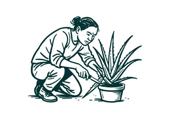 Aloe Vera hand drawn simple sketch vector illustration