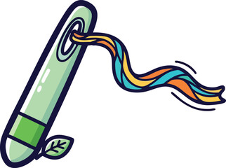 Green Sewing Needle With Colorful Thread And Green Leaf Icon Isolated On White Background