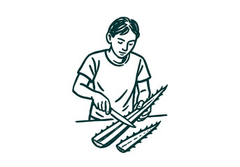 Aloe Vera hand drawn simple sketch vector illustration