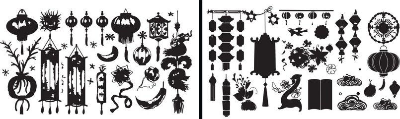 Chinese Lantern Illustration, Cultural Festival Art, Traditional China Design, Hand Drawn Lantern Vector, Oriental Style Drawing, Asian Decoration Art, Festive Chinese Illustration, Minimal Lantern Sk