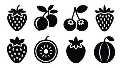 Simple berry and fruit vector silhouettes