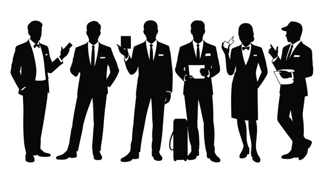 Business professional silhouettes white