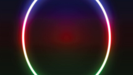 Glowing Neon Ring with Multicolor Gradient on Dark Background Abstract Vector