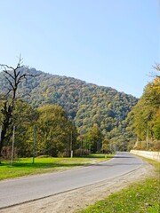 Autumn highway in Azerbaijan