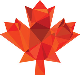 red origami paper, orange mapple leaf vector illustration