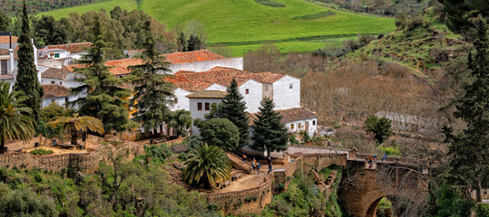 Ronda, Spain. Mirador del Puente Nuevo. Historic town of Andalusia. Travel and tourism beautiful...
