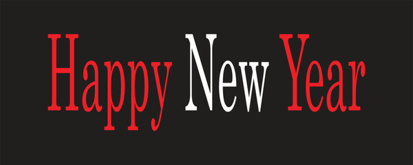 Dramatic Happy New Year Typography Vector with High Contrast Red White Color Block on Black Background