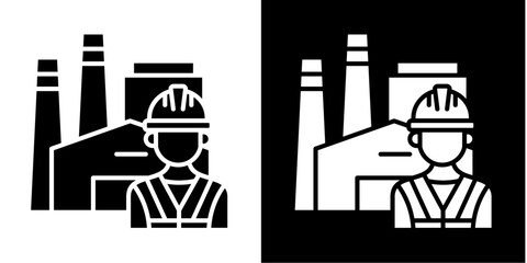 Industrial Worker  Icon Set White Style Collection