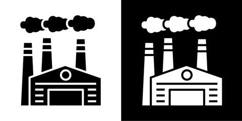 Factory Pollution  Icon Set White Style Collection