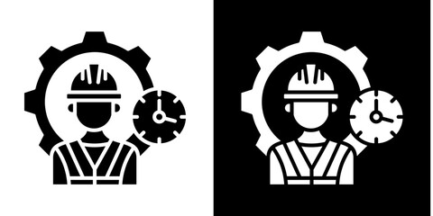 Labor Management  Icon Set White Style Collection