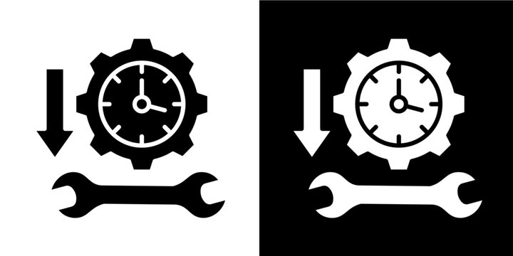 Equipment Downtime  Icon Set White Style Collection