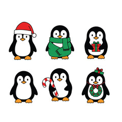 Festive Penguin Collection: A Whimsical Christmas Illustration.