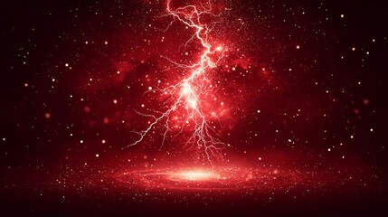 Explosive comic book energy burst with dramatic halftones and vibrant red lightning illuminating the dark background, creating a dynamic and powerful visual impact