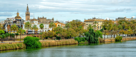 Seville, Spain.  Guadalquivir Riverfront. Triana Quarter. Travel and Tourism	
