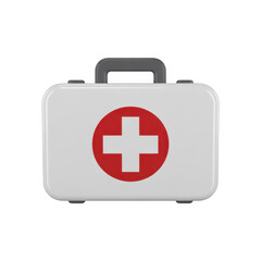 Obraz premium White medical kit with red cross isolated on a transparent background