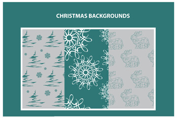 set of christmas backgrounds seamless year of the rabbit.eps