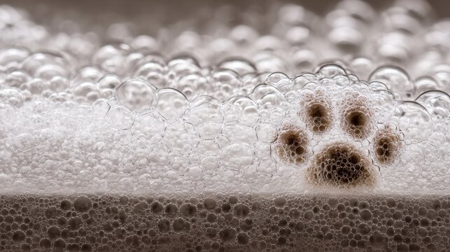 Cat paw in bubble bath with playful foamy texture,Bathtub Party Day