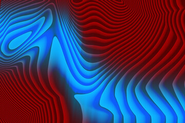 Abstract flowing lines of blue and red with a textured pattern