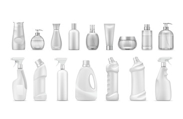 Fototapeta premium A Spectrum of Bottles: An assortment of pristine, blank bottles. Each vessel, a canvas ready to house products, symbolizing a spectrum of product lines, all awaiting their purpose.