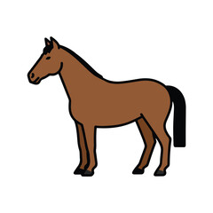 Cartoon Horse Illustration  Brown Farm Horse Vector Clipart