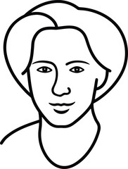 calligraphic stroke portrait line art transparent background