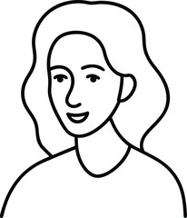 curved one line portrait on white background transparent background