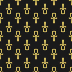 Ankh Gold Black Alternating Seamless Pattern