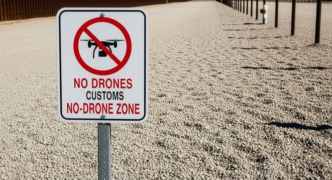 No Drone Zone Sign Warning Drone Operator About Restricted Areas in the Area - Powered by Adobe