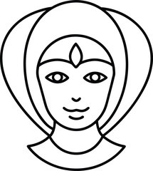 Inner universe face line art with transparent background