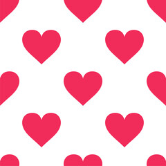Pink hearts seamless pattern on white background. Repeating graphic design for love, romance, Valentine's Day, and wedding themes.