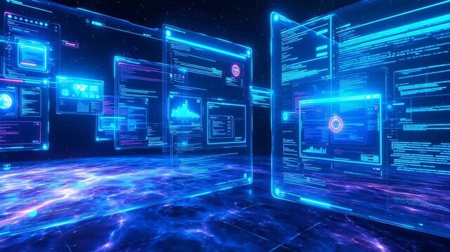 Futuristic digital interface in space - Powered by Adobe