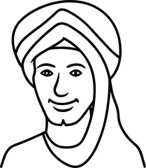 Man with turban line art with transparent background