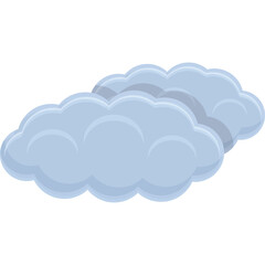 Light Blue Cartoon Clouds Against a Transparent Background Simple Weather Illustration