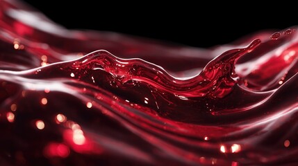 ruby red wine liquid textures flows smoothly and deliciously, against deep black background
