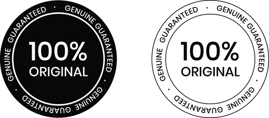 100 Percent original badges Isolated on transparent Background, Authenticity and quality Vector Illustration.