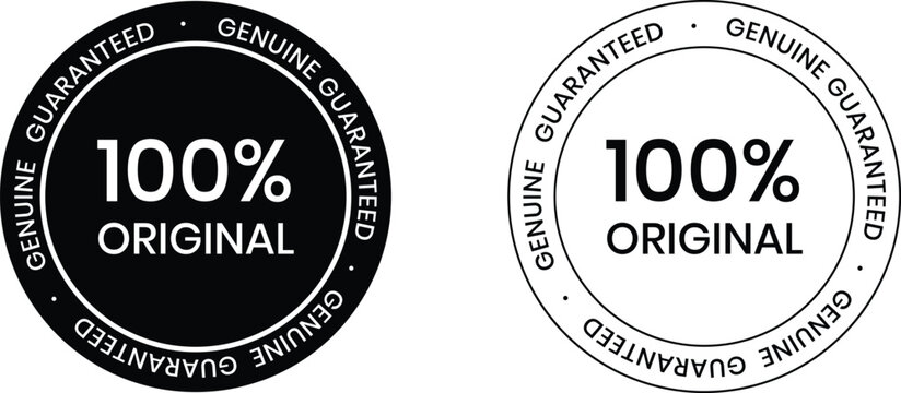 100 Percent original badges Isolated on transparent Background, Authenticity and quality Vector Illustration.
