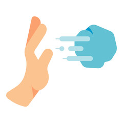 hand throw stone flat icon