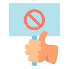 hand holding protest sign flat icon