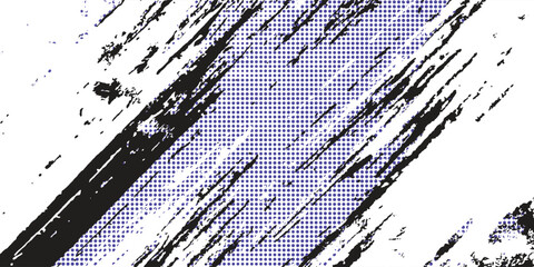 Brush Strokes, Black, White, Dotted Shapes, Grunge Texture, Background