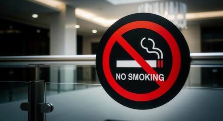 No Smoking Signage Displayed Clearly in Public Spaces or Modern Buildings Areas