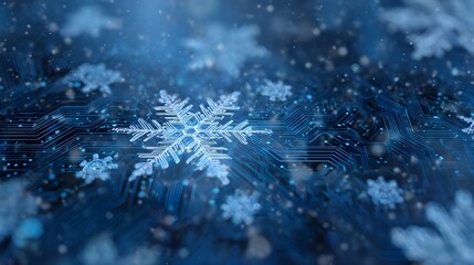 雪とデジタル回路が融合する背景3